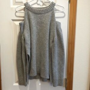 J.O.A. Los Angeles Sweater Cold Shoulder Angora Blend SZ XS  Gray EXC Luxury